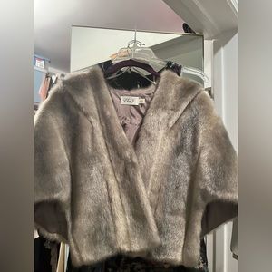 Faux fur taupe cape/stole